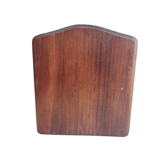 VINTAGE 70s Dark Wood Carved Fruit Motif Napkin Holder Mail Sorter Apple Berries - Picture 3 of 6